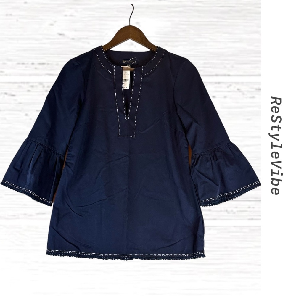 BROOKS BROTHERS Women’s Size XS Top Shirt Blouse NWT Tulip Sleeve Navy